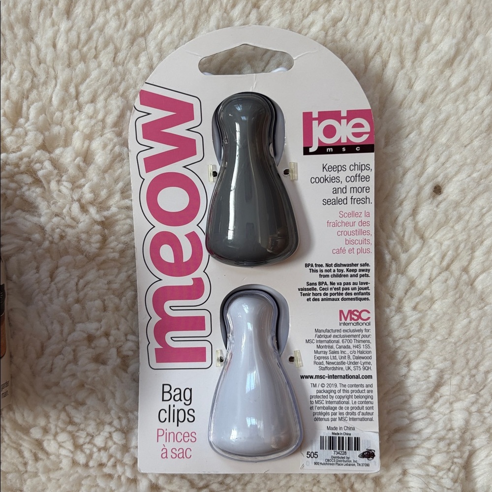 NWT Joie Meow Spice Bottles and Bag Clips Set - Black and White and Grey - Picture 4 of 5
